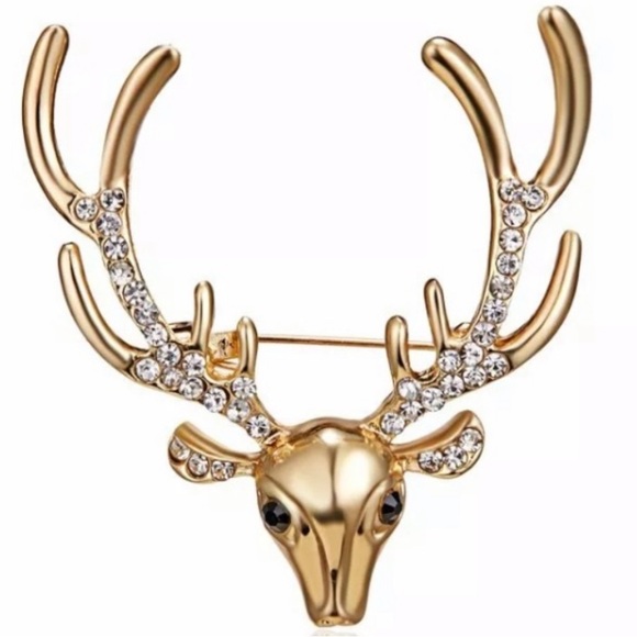 Vintage Cubic Zirconia Reindeer Pin - Picture 1 of 5